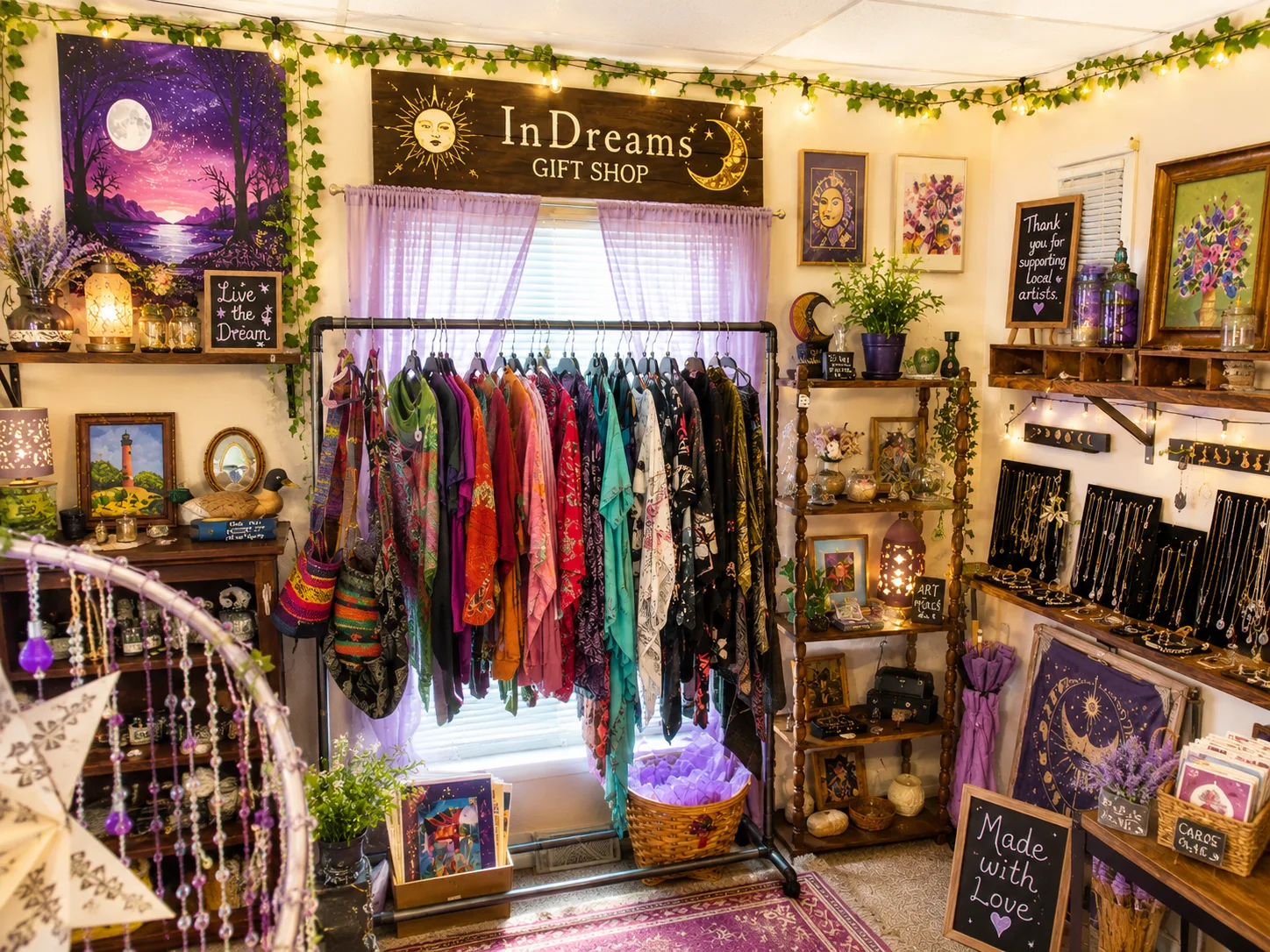 InDreams Gift Shop featuring local artist prints, apparel, jewelry, and gifts in Medford, NJ